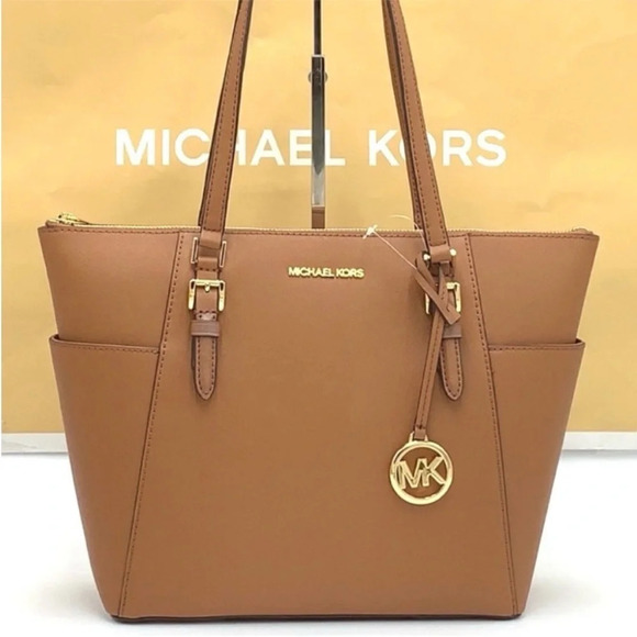 MICHAEL KORS CHARLOTTE LARGE TOP ZIP TOTE BAG LUGGAGE - Picture 3 of 11